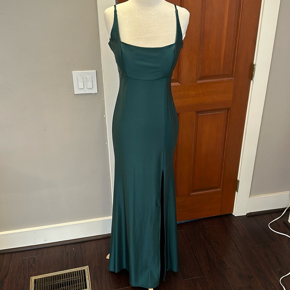 Forest green evening gown
